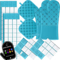 Oven Mitts Kitchen Towels Dishcloths with Pot Holders Sets 12PCS (Blue)
