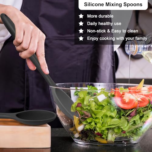 Silicone Cooking Spoon Set of 2 (Black)