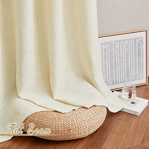 Linen Curtains 63 inch Long for Living Room (52"W x 63"L (Pack of 2) / Linen Butter)