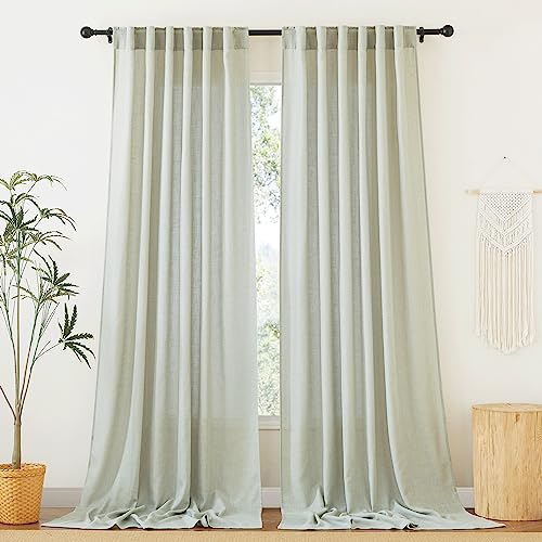 Sheer Curtains 108 inches (Sage Green / 52"W x 108"L (Pack of 2))