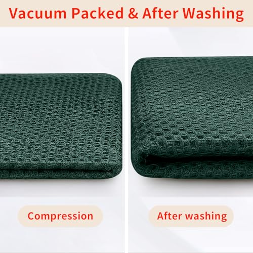 100% Cotton Oversized Waffle Weave Kitchen Towels 4 (Blackish Green / 20 X 28 - 4 Pack)