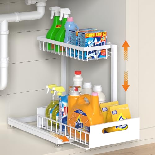 L Shaped Under Sink Organizer (White / 1 Pack)
