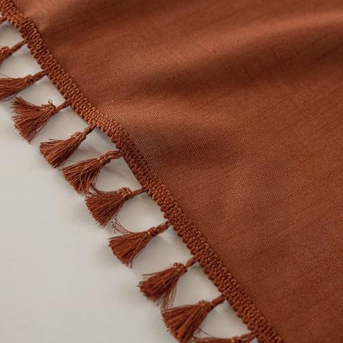 Semi Sheer Short Macrame Curtains for Window Treatment (Z-terracotta / 50"W x 63"L (Pack of 2))