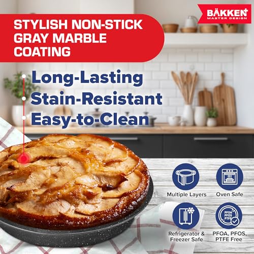 BAKKEN 10 Piece Kitchen Baking Pan Set (10 Piece Set / Gray Marble)