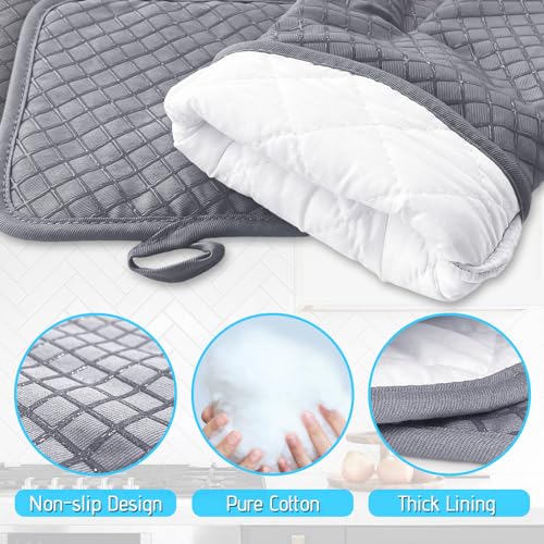4 Pcs Oven Mitts and Pot Holders (Light Gray)