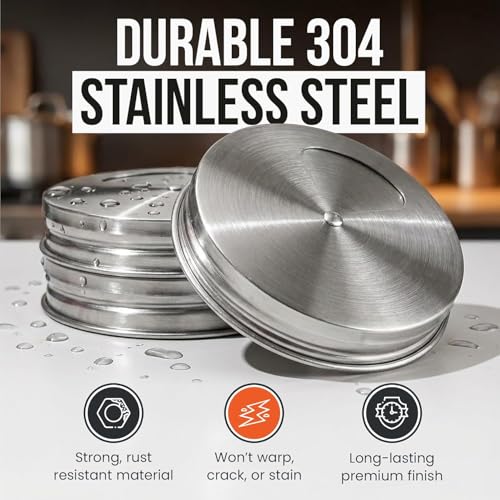 Mason Jar Spice Shaker Lids Stainless Steel (Wide Mouth)