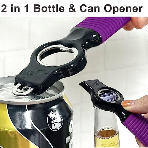 2-in-1 Soda Can Tab & Beer Bottle Opener, Purple, 2-Pack (Purple)