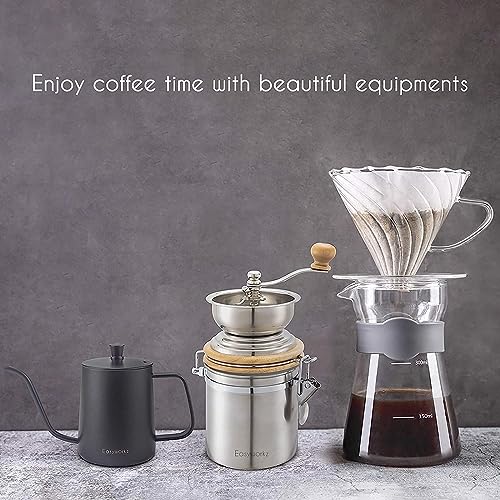 Gage Gooseneck Pour Over Coffee Kettle 20 oz with Thermometer Stainless Steel Hand Drip Coffee Pot With Long Narrow Spout (Black)
