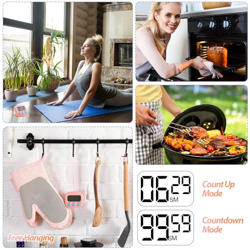 24 Pcs Digital Kitchen Timer Magnetic Timer Bulk On (Pink, Orange)