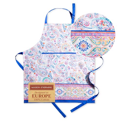 Aprons for women with Pocket 100% Cotton Pack of 1 (128 - Indian Floral)