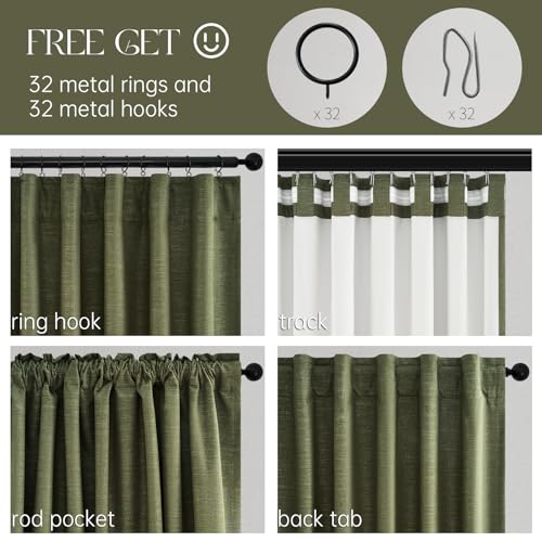 100 Inch Long Black Out Custom Curtains (Olive Green / 52"W x 100"L (Pack of 2))