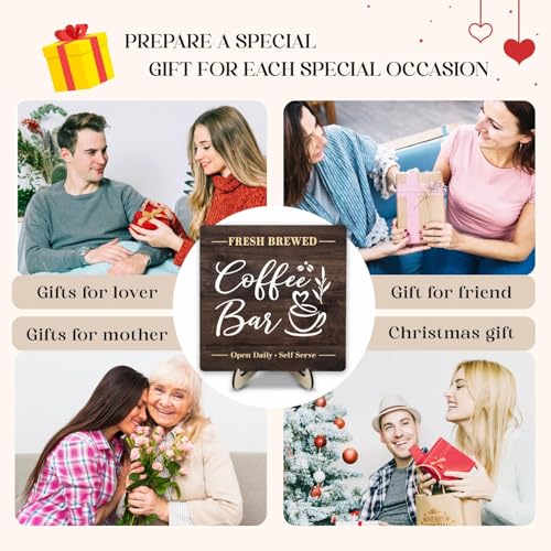 Coffee Bar Sign Plaque (Brown1 / 5.9 x 5.9 x 0.32 inches)