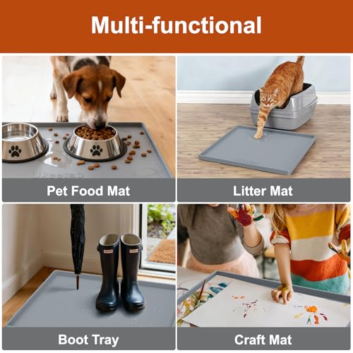 22" x 19" Extra Thick Silicone Mat Waterproof with Raised Edge (Gray / 22"L x 19"W)