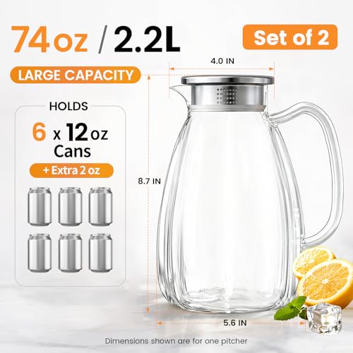 Glass Pitcher with Lid and Handle