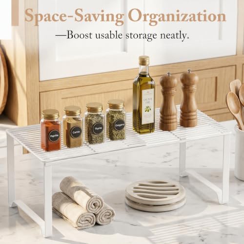 Extendable Metal Wire Shelf Organizer (White / 2 Pack)