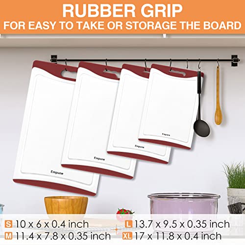 BPA Free Plastic Cutting Board for Kitchen with Juice Grooves (Red)
