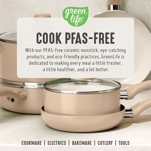 5QT Ceramic Nonstick Stockpot with Lid (5 Quarts / Beige Taupe)