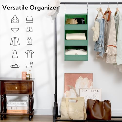 3 Shelf Hanging Closet Organizer (3-shelf Dark Green / 1-Pack)