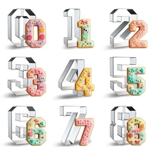 Number Cookie Cutters Set 3 Inch (3 INCH-9PCS Number A)