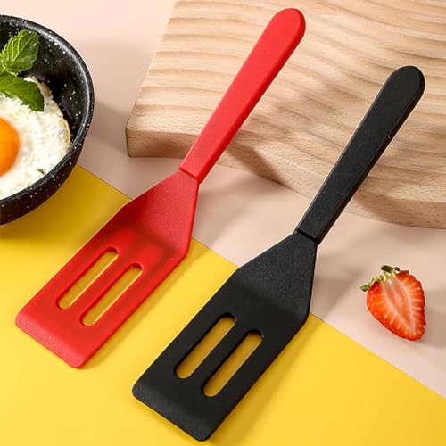 2 Pack】Kunovo Small Spatula for Nonstick Cookware Mini Spatulas for kitchen Use (Black-R)