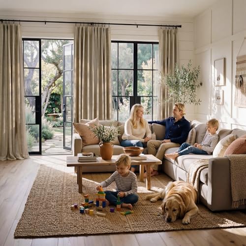 100% Blackout Curtains 84 Inch Long for Bedroom Office (Burlap / 52"W x 84"L (Pack of 2))