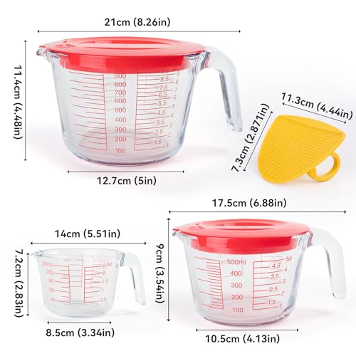 6 Pcs Glass Measuring Cups (Extra Large)