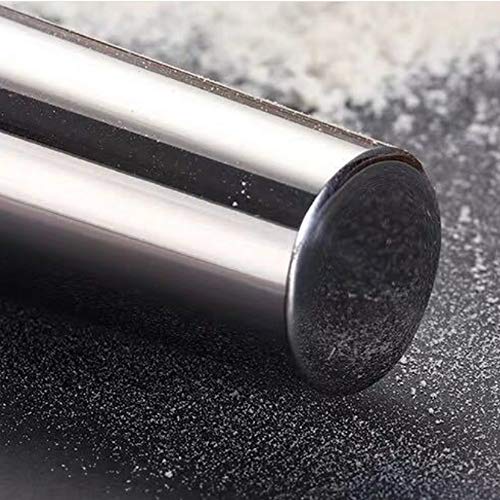 Smooth Seamless Stainless Steel Rolling Pin (16.7in + No Mat)