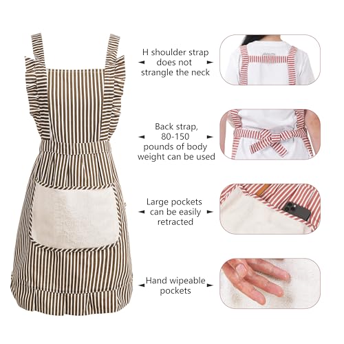 Cute Cotton Apron for Women (Medium / Brown)
