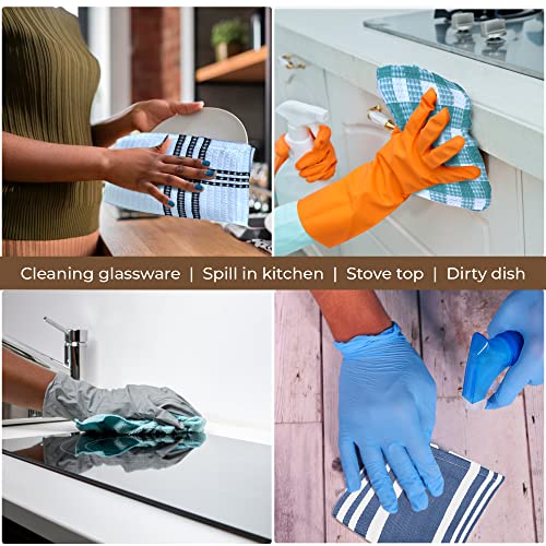 Cotton Dish Cloth Set of 8 (12" x 12" (Set of 8) / 009 Aqua/White)