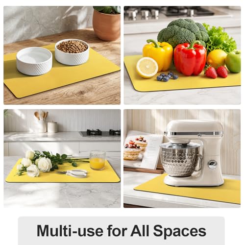 Dish Drying Mat for Kitchen Counter (Yellow / 16" x 24")