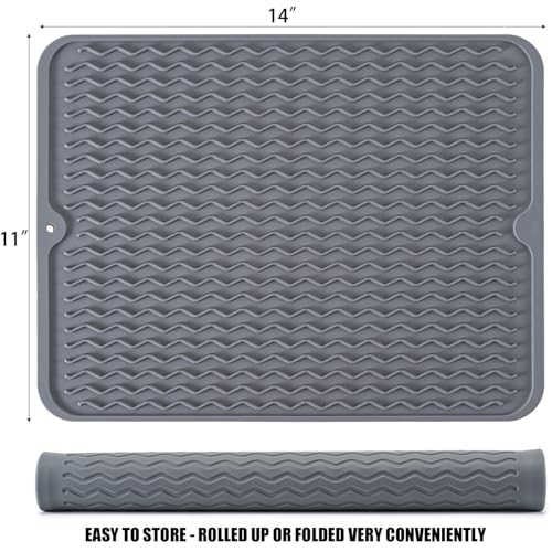 Silicone Dish Drying Mat (Grey / 14" x 11")