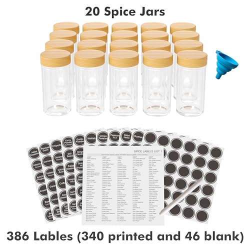 Revolving Spice Rack Set with 20 Spice Jars (20 Jars / Bamboo)