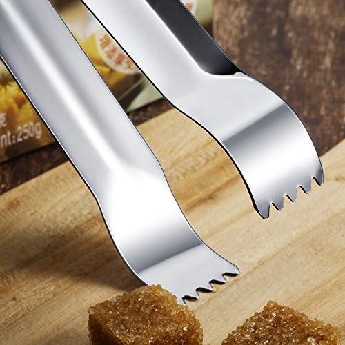 12 Pieces Sugar Ice Tongs Stainless Steel Mini Serving Appetizers Small Kitchen Tongs for Tea Party Coffee Bar Kitchen (Silver)