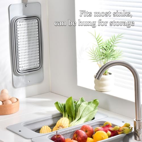 Collapsible Colander Silicone Kitchen Strainer (Gray)