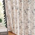 Floral Boho Linen Curtains 84 Inch Length 2 Panels with Black Tassel Semi Sheer Black Cottagecore Vintage Farmhouse Spring Printed Window Curtains Back Tab Living (Black / 50"W x 84"L (Pack of 2))