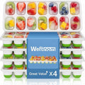 Ice Cube Trays with Lids for Freezer (Green+ White / 4 Pack)