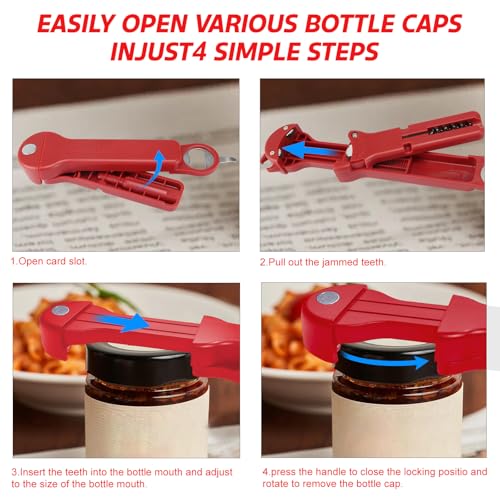 Jar Opener for Seniors with Arthritis (Red)