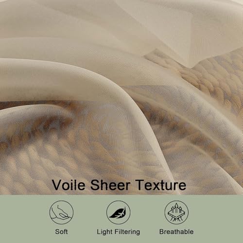 Sheer Taupe Curtains 108 Inches Long for Living Room Bedroom 2 Panels Set (Taupe / 59"W x 108"L (Pack of 2))