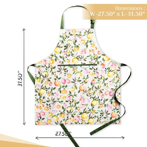 Aprons for women with Pocket 100% Cotton Pack of 1 (058 - Soleil Fruite)