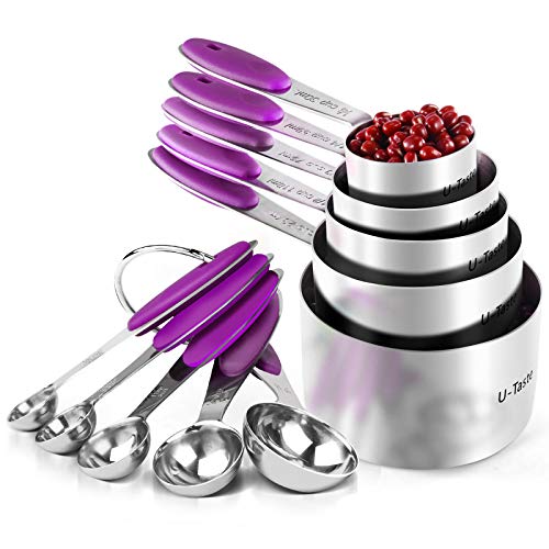 10 Piece Measuring Cups and Spoons Set in 18 (Purple)