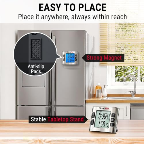 TM02 24H Kitchen Timer with Dual Digital Timers & Clock Mode