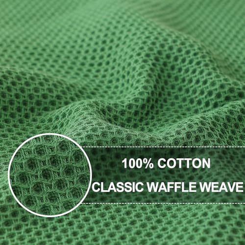 100% Cotton Oversized Waffle Weave Kitchen Towels 8 (Grass Green / 20 X 28 - 8 Pack)