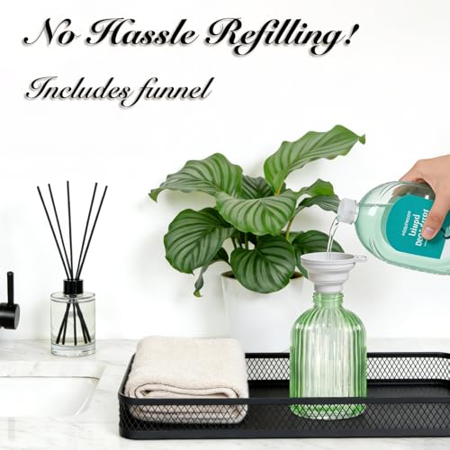 12oz Green Glass Liquid Soap Dispenser (Green, Black Pump, 1pc)