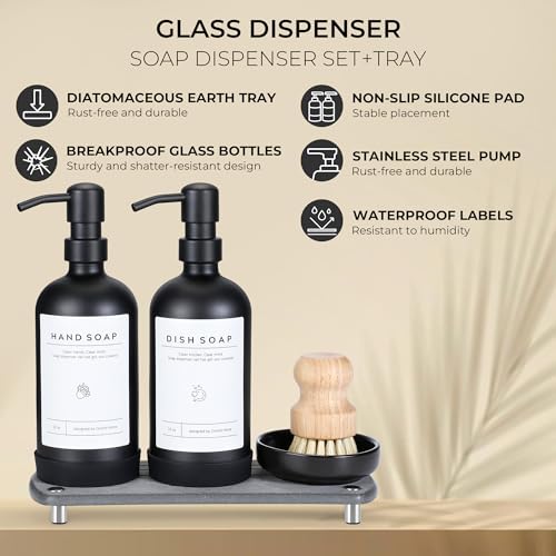Luxury] Kitchen Soap Dispenser Set (Black Bottle + Black Pump)