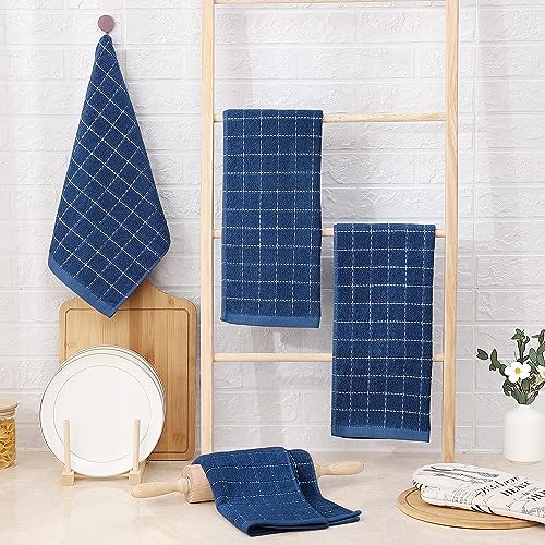 100% Cotton Terry Kitchen Towels (Navy Blue / 13 X 28 - 6 Pack)