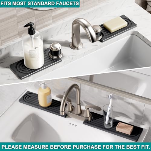 Stone Faucet Mat for Kitchen Sink (Dark Gray / 20" x 4")
