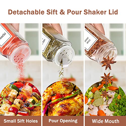Spice Jars with Labels 36 Pcs 4 oz Glass Bamboo Lids Shaker Set (36PCS/4OZ)