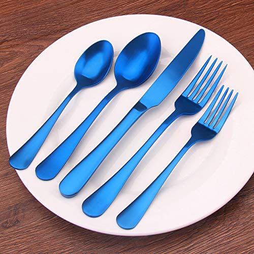Matte Blue Silverware Set (Blue / 20-Piece)