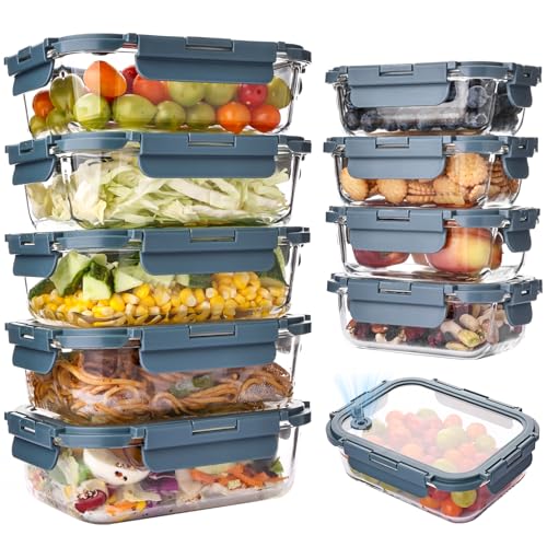 10 Pack Glass Food Storage Containers with Glass Lids (5*12.5&5*35.8oz)
