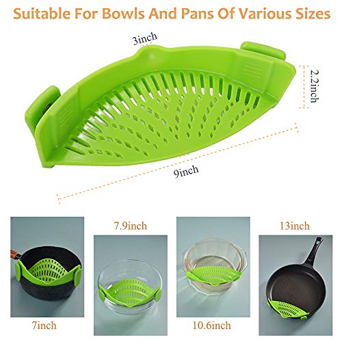 Clip on Strainer for Pots Pan Pasta (Green)
